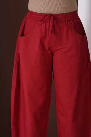 Barrel Elasticated Pants- Maroon