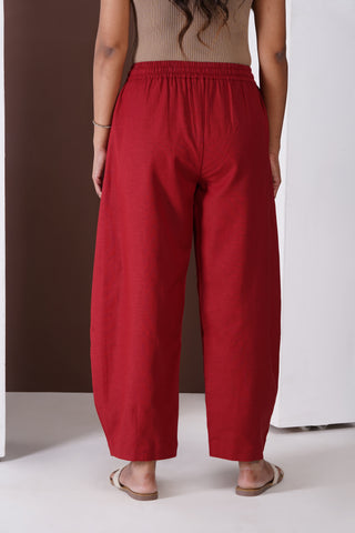 Barrel Elasticated Pants- Maroon