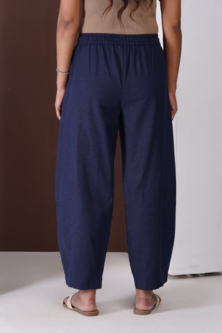 Barrel Elasticated Pants- Navy