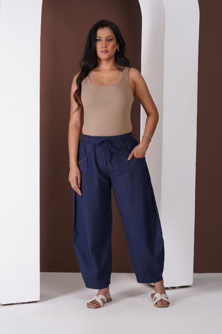 Barrel Elasticated Pants- Navy