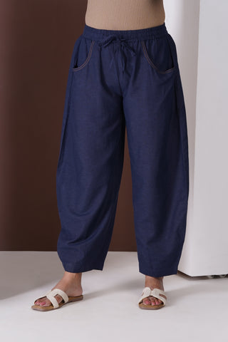 Barrel Elasticated Pants- Navy
