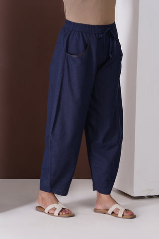 Barrel Elasticated Pants- Navy