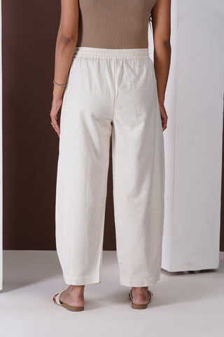 Barrel Elasticated Pants- Ivory