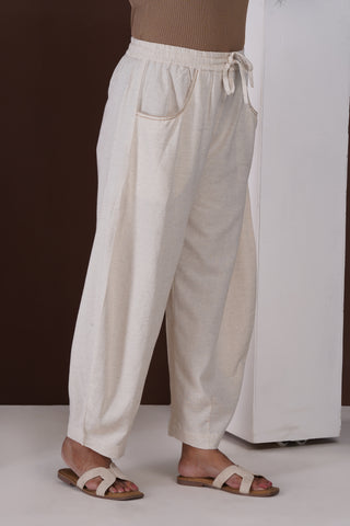 Barrel Elasticated Pants- Ivory