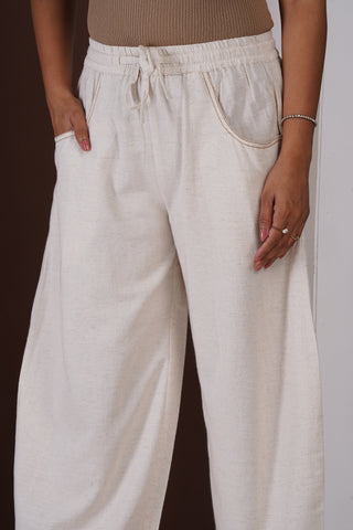 Barrel Elasticated Pants- Ivory