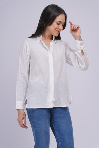 Saanjh Linen shirt- Ivory