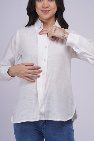 Saanjh Linen shirt- Ivory