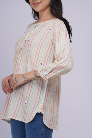 Coco Hand Embroidered Kurta Top- Multi Coloured