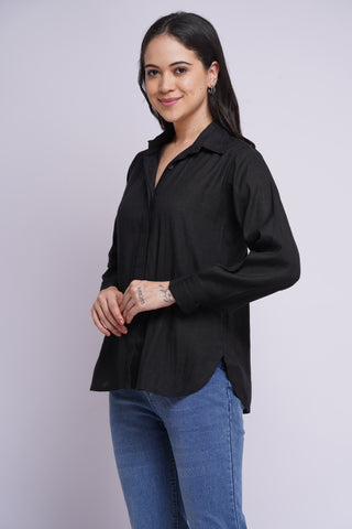 Saanjh Linen shirt- Black