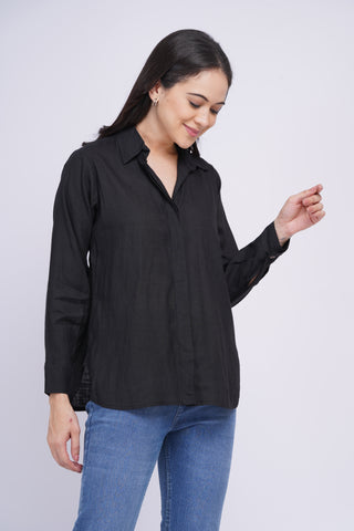 Saanjh Linen shirt- Black
