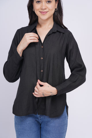 Saanjh Linen shirt- Black