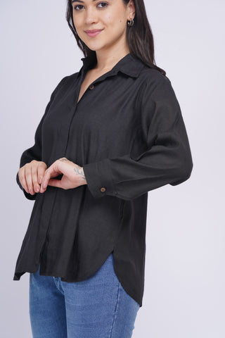Saanjh Linen shirt- Black