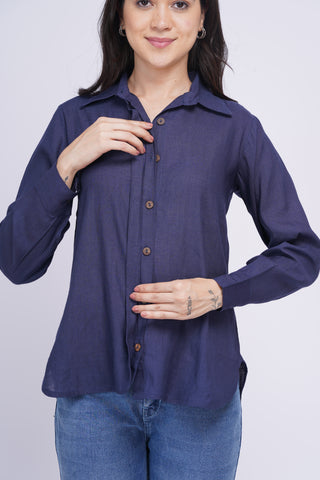 Saanjh Linen shirt- Navy