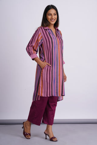 Rangeela Cotton Silk Kurta Set- Plum