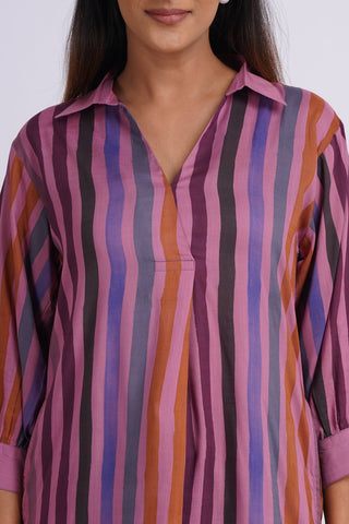 Rangeela Cotton Silk Kurta Set- Plum