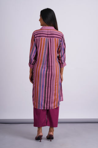 Rangeela Cotton Silk Kurta Set- Plum