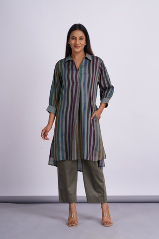 Rangeela Cotton Silk Kurta Set- Grey