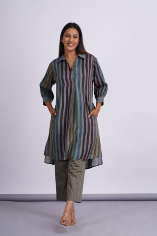 Rangeela Cotton Silk Kurta Set- Grey