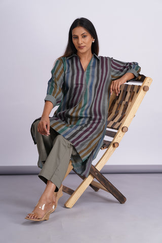 Rangeela Cotton Silk Kurta Set- Grey