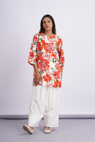 Garden Silk Farshi Set- Crimson