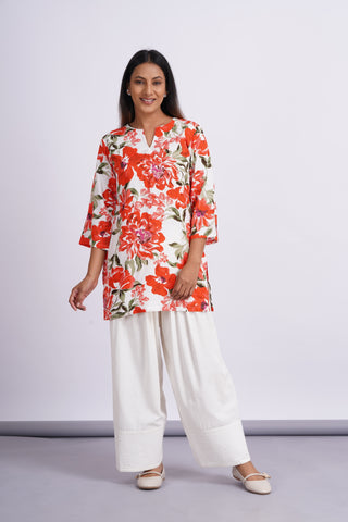 Garden Silk Farshi Set- Crimson