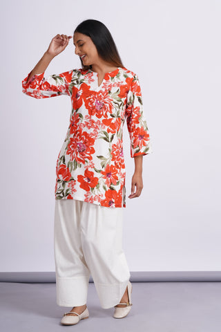 Garden Silk Farshi Set- Crimson