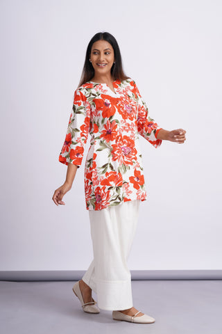 Garden Silk Farshi Set- Crimson