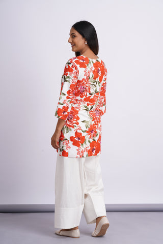 Garden Silk Farshi Set- Crimson