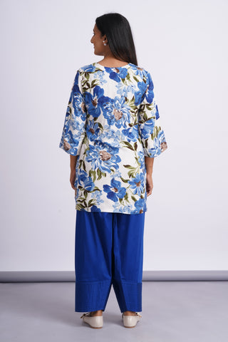 Garden Silk Farshi Set- Blue