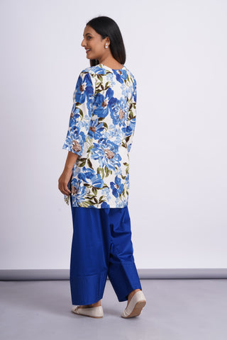 Garden Silk Farshi Set- Blue