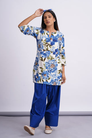 Garden Silk Farshi Set- Blue