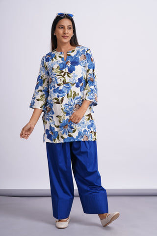 Garden Silk Farshi Set- Blue