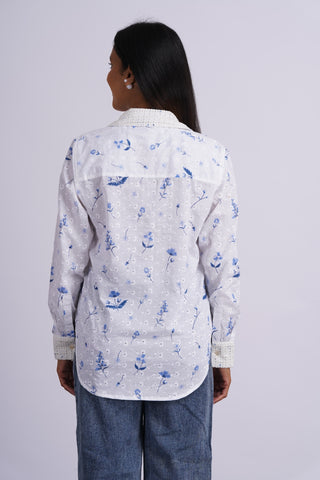 Poppy Schiffli V neck Shirt