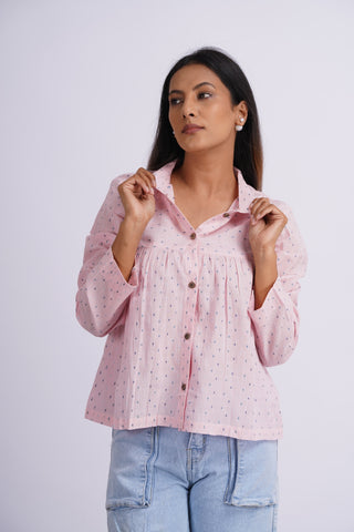 Mul Boota Top- Pink
