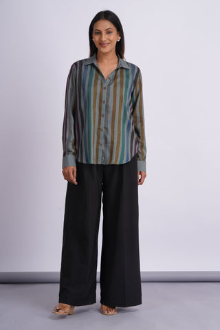 Rangeela Silk V neck Shirt- Grey