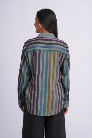 Rangeela Silk V neck Shirt- Grey