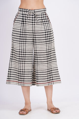 Checkered Culotte Pants- Black