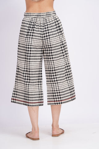 Checkered Culotte Pants- Black