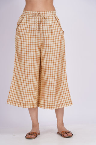 Checkered Culotte Pants- Tan