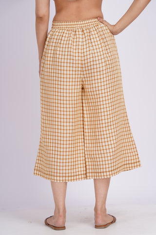 Checkered Culotte Pants- Tan