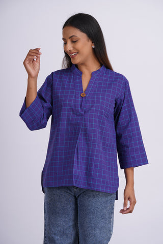 Handloom Check Top- Purple