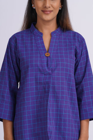 Handloom Check Top- Purple