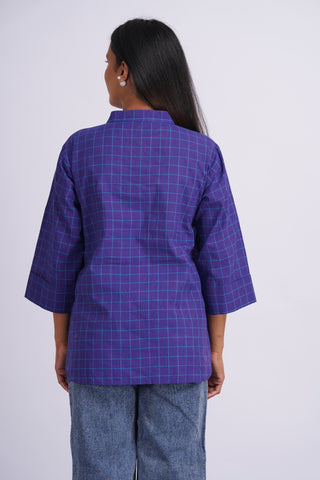 Handloom Check Top- Purple