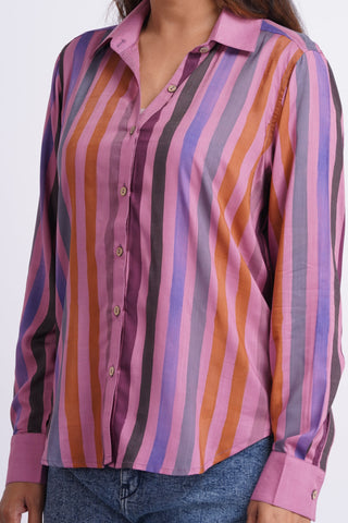 Rangeela Silk V neck Shirt- Pink