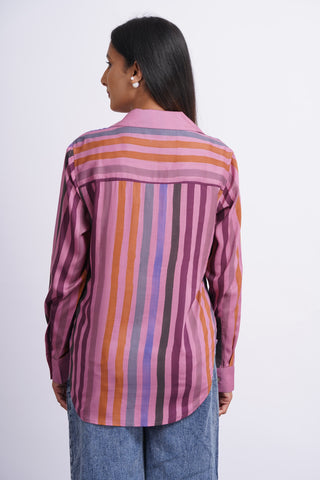 Rangeela Silk V neck Shirt- Pink