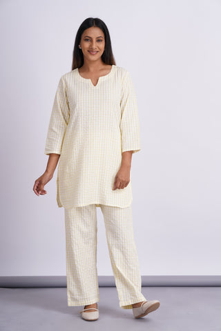 Seersucker Relaxi Lounge Set- Lemon