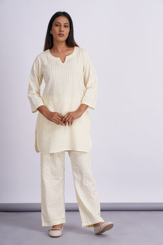 Seersucker Relaxi Lounge Set- Lemon