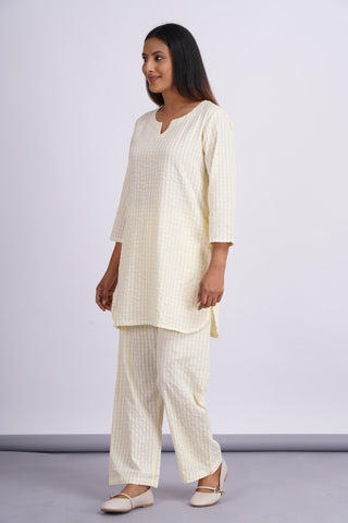 Seersucker Relaxi Lounge Set- Lemon