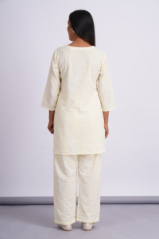 Seersucker Relaxi Lounge Set- Lemon