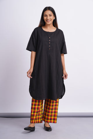 Nico Drop Shoulder Cotton Set- Black Check